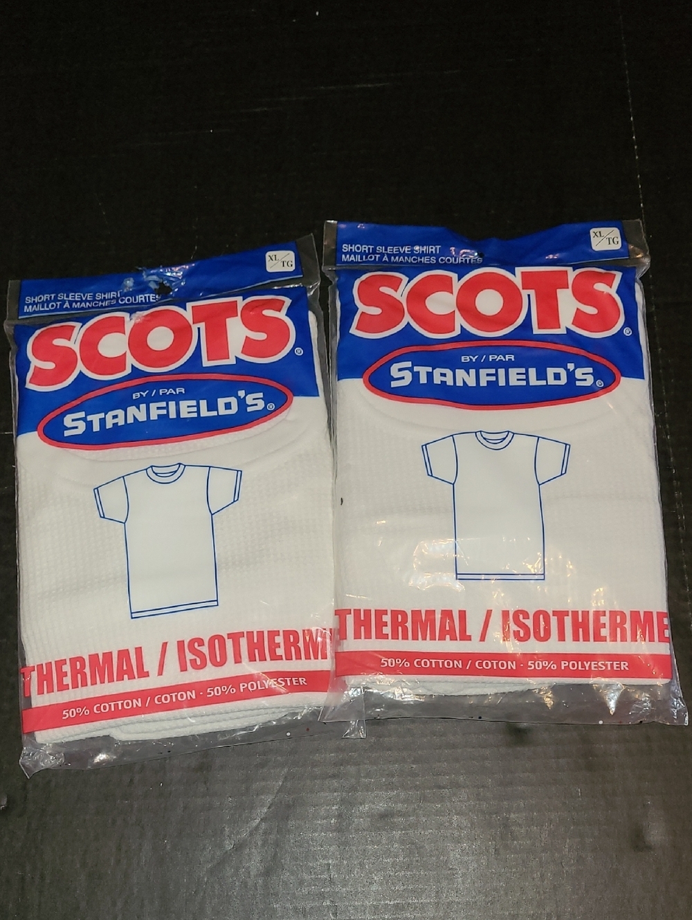 Scots MENS White Thermal Short Sleeve Waffle Shirts BRAND NEW X2
